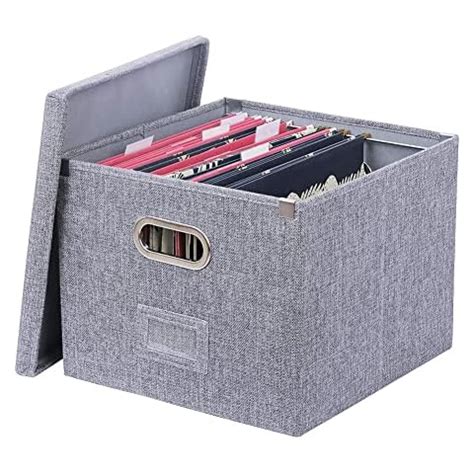 Black Foldable File Storage Box with Lid, Gold Accents, and 